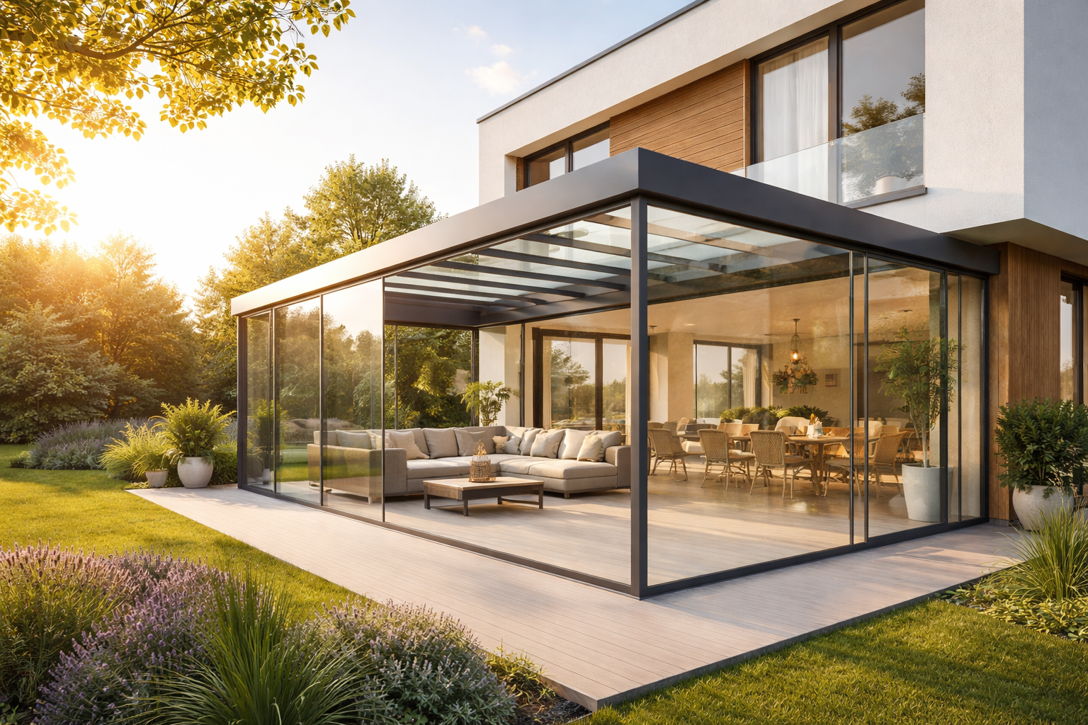 Mehr über den Artikel erfahren Moderne Glas-Terrassen – Offenheit, Schutz und zeitgemäße Architektur